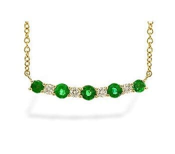 Diamond & Emerald Bar Necklace